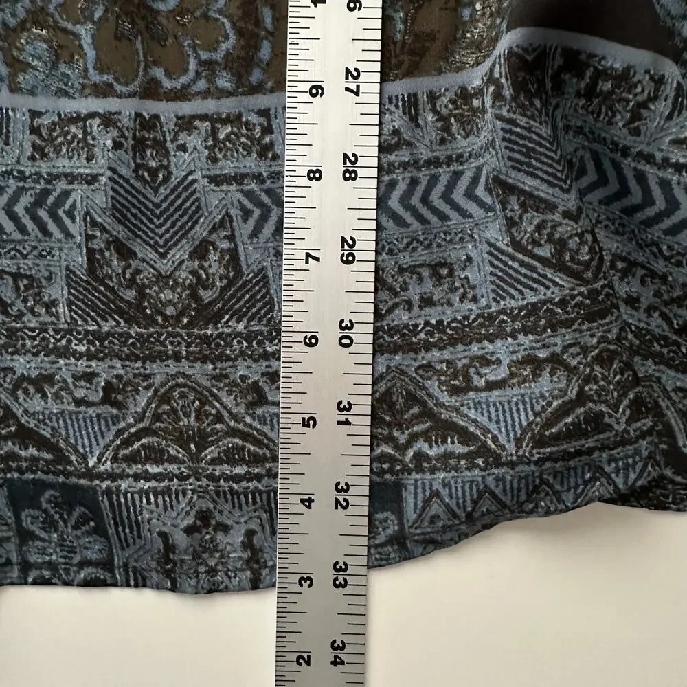 Free People Say‎ You Love Me Blue Paisley Blouse Sleeve Collared Mini Dress S - Picture 7 of 9